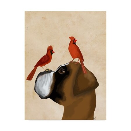 Trademark Fine Art Fab Funky 'Boxer And Red Cardinals' Canvas Art, 14x19 WAG00495-C1419GG